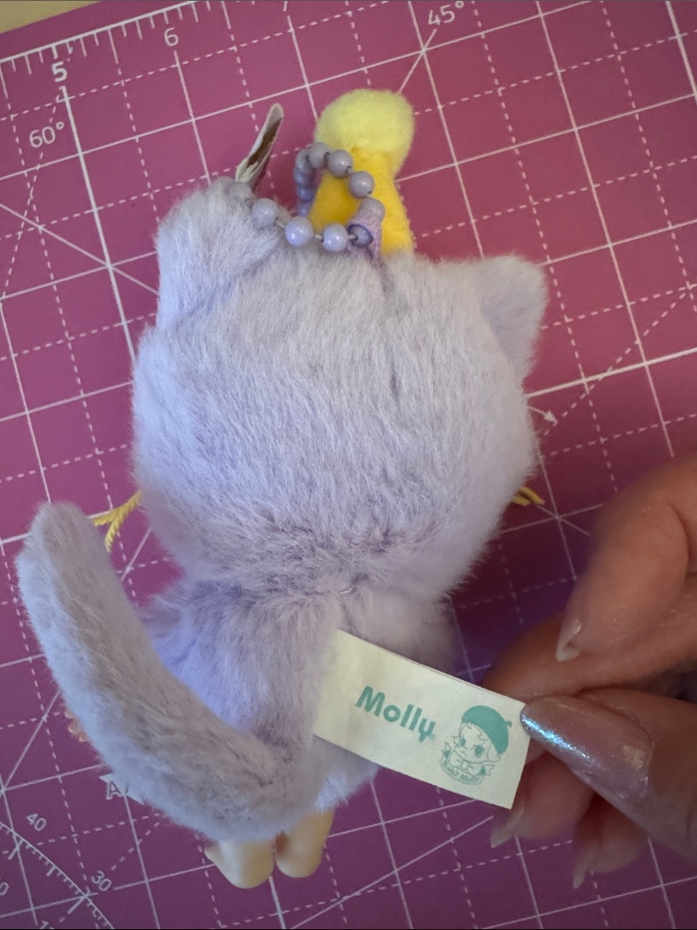 Molly Plush Doll Keychain in Lavender and Mint with Yellow Accents - Picture 2 of 2